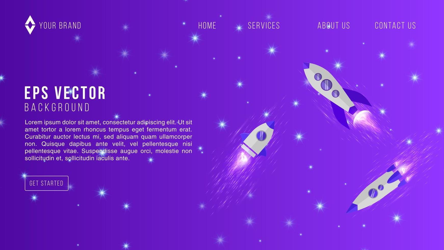 Purple Space Web Design Astronomy Galaxy Abstract Background EPS 10 Vector For Website, Landing Page, Home Page, Web Page