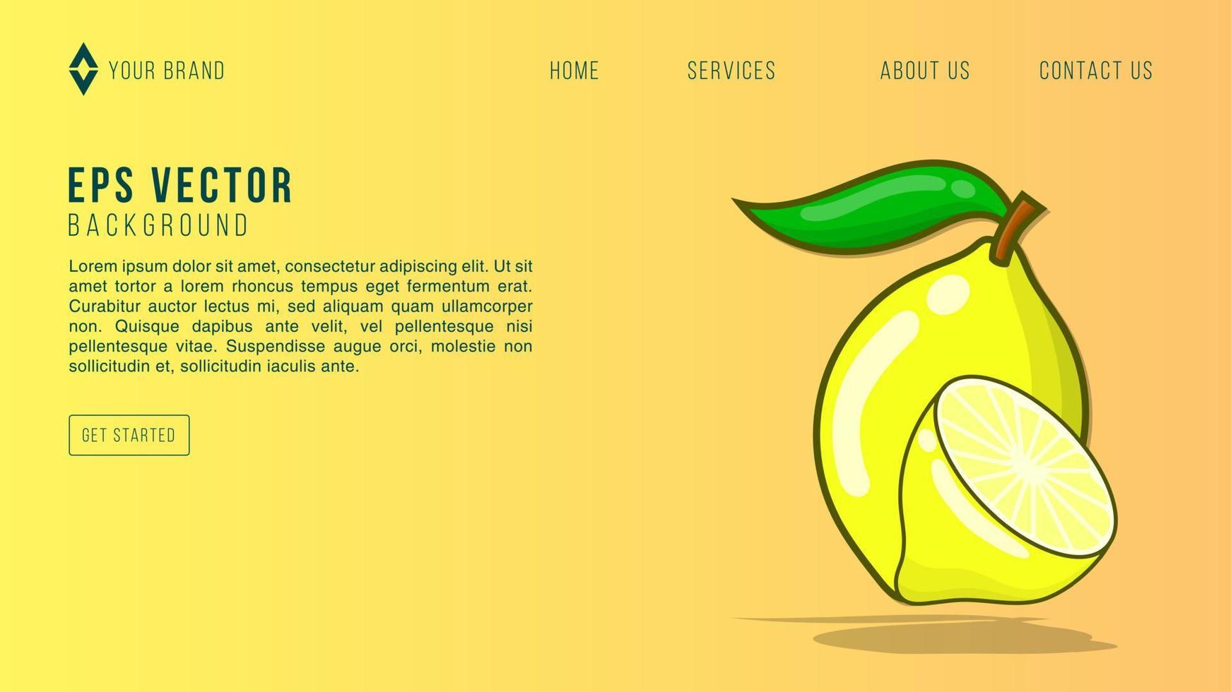 Orange Lemon Web Design Abstract Background Lemonade EPS 10 Vector For Website, Landing Page, Home Page, Web Page, Web Template