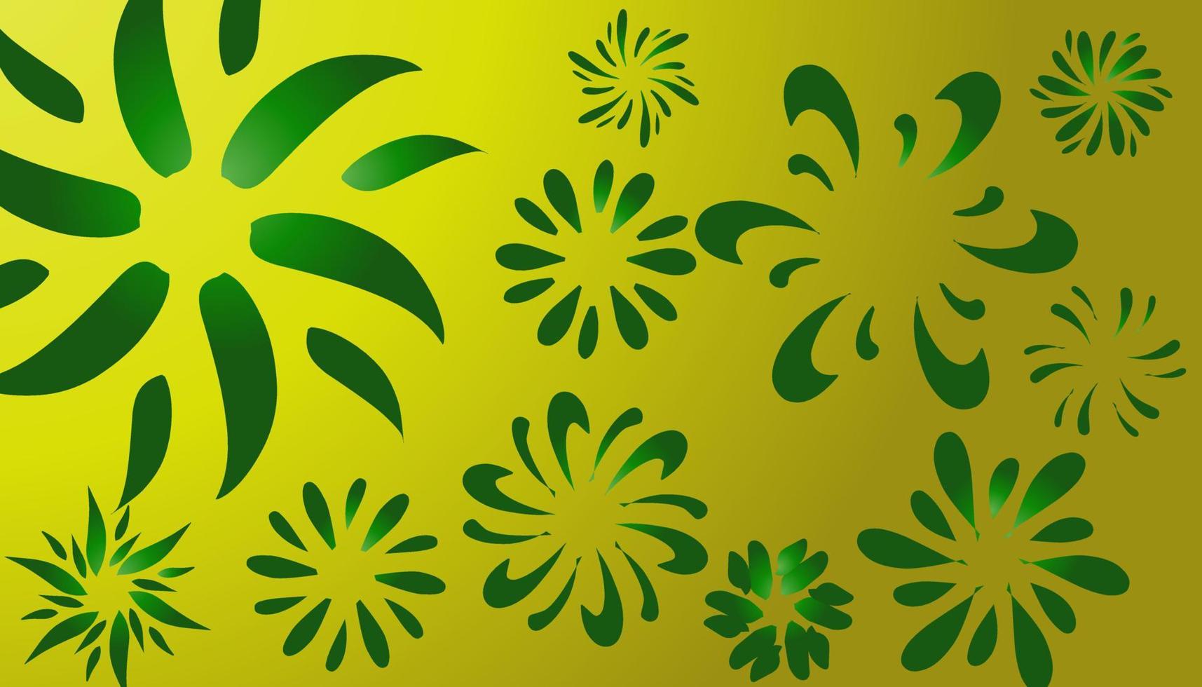A gradient yellow background design with a gradient green floral pattern suitable for poster designs, invitations, greeting cards and others vector
