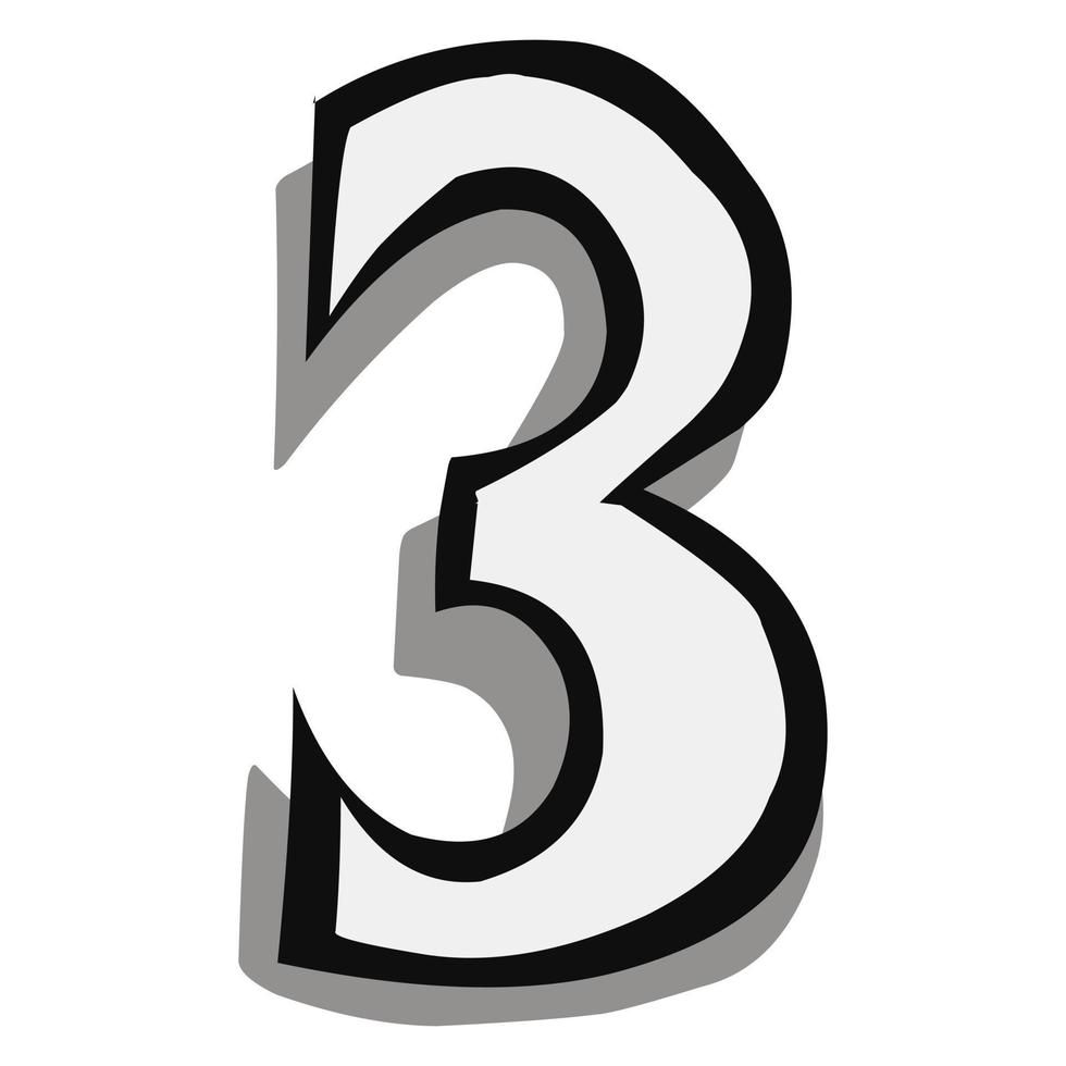 The number three design is suitable for comic designs, logos, icons and others vector