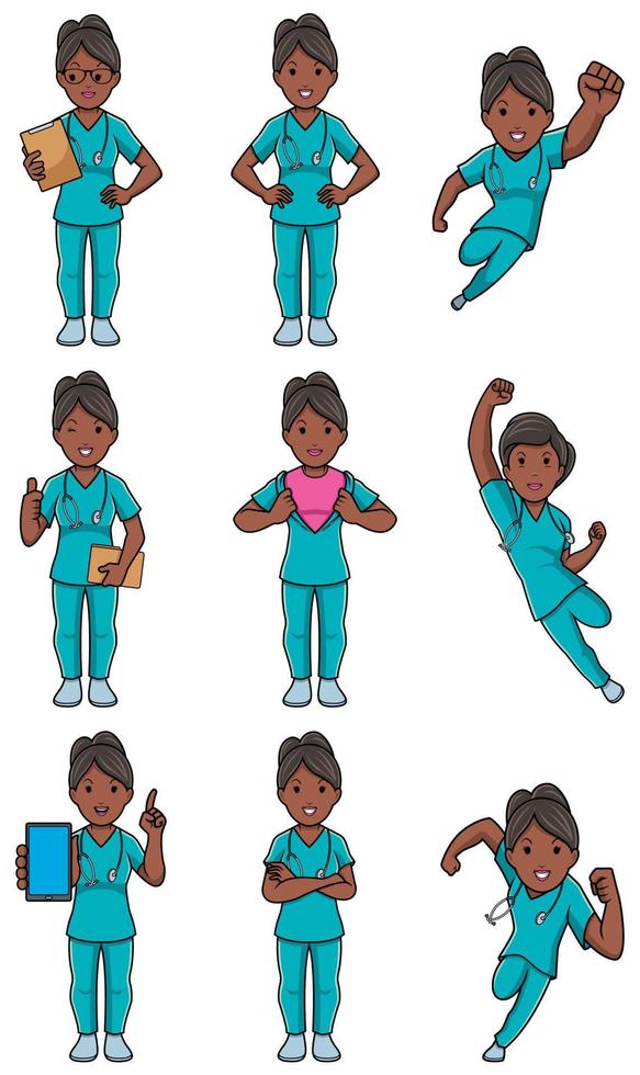 Nurse Indian Female Set vector