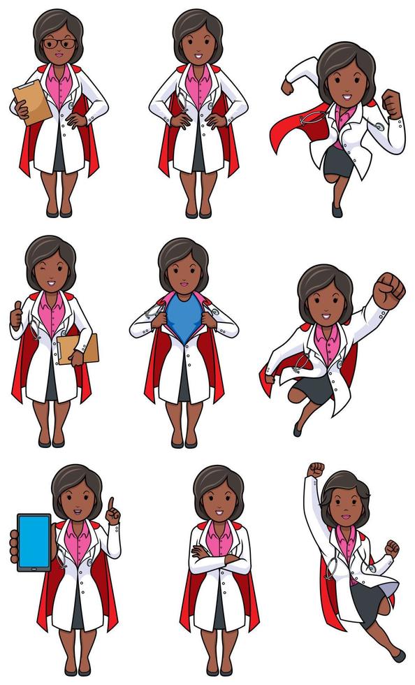 Super Doc Indian Female Set vector