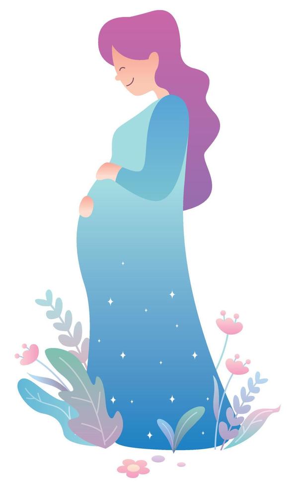 Pregnant Woman on White vector