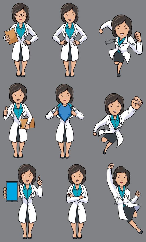 Doctor Asian Female Set vector