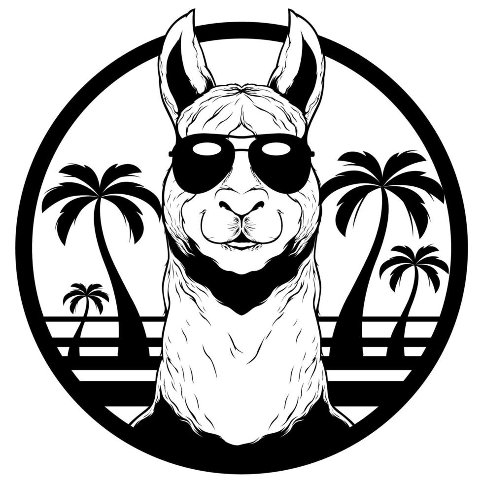 Llama Summer Mascot vector