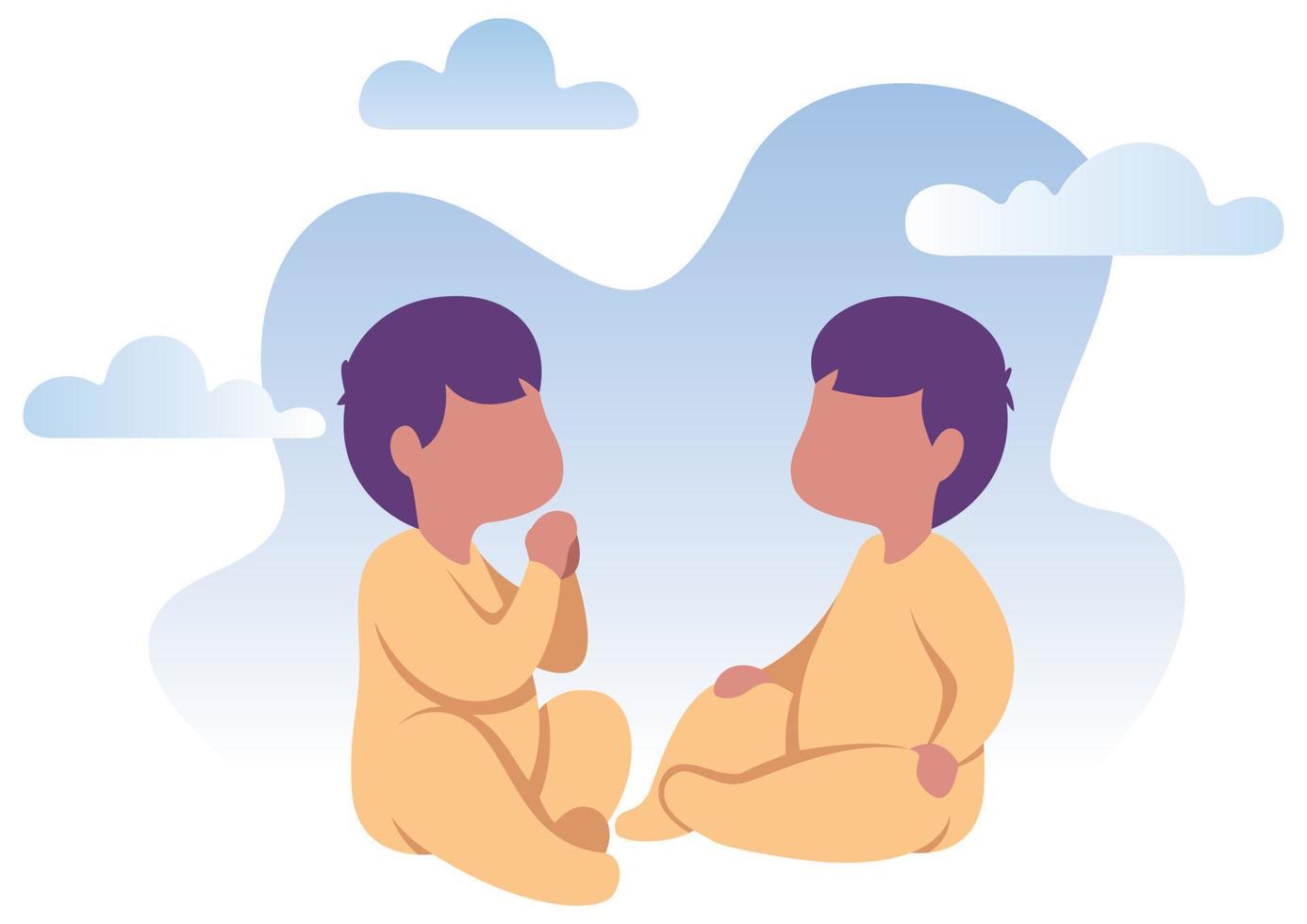 Baby Twins on White vector
