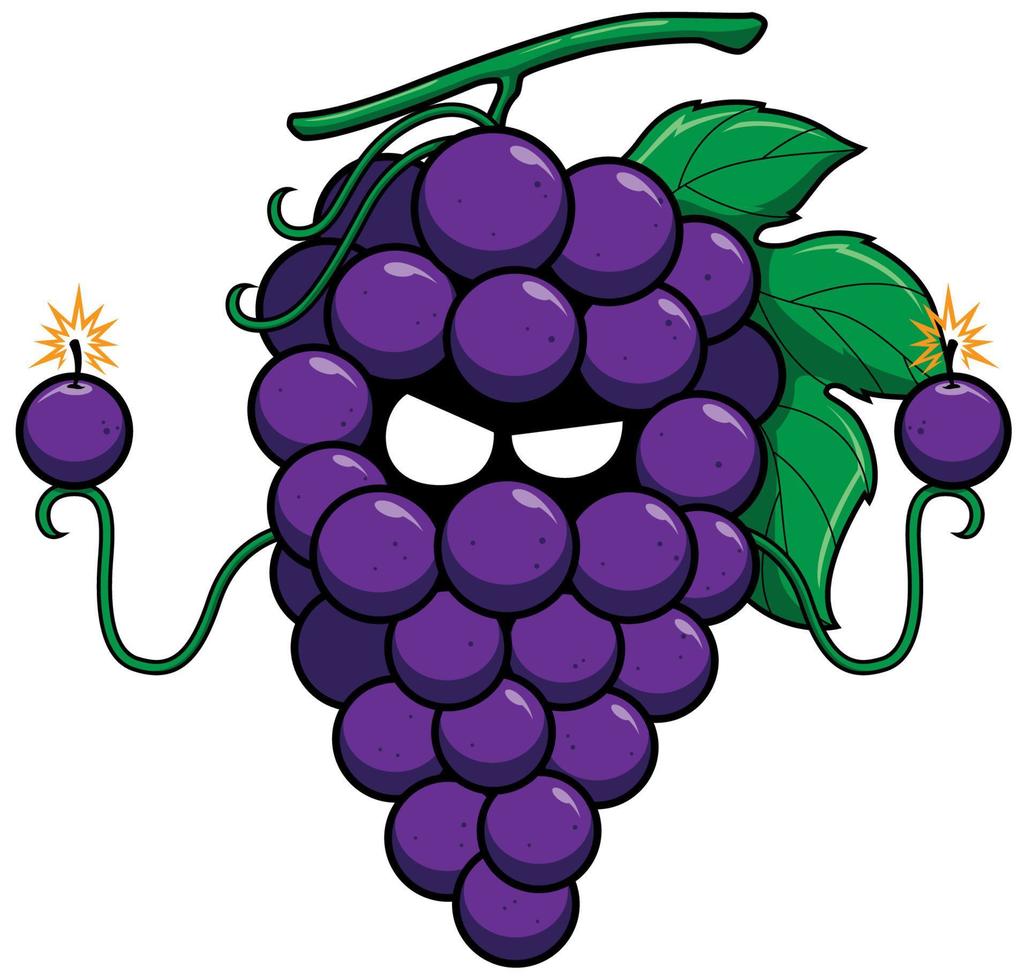 mascota de superhéroe de uva vector