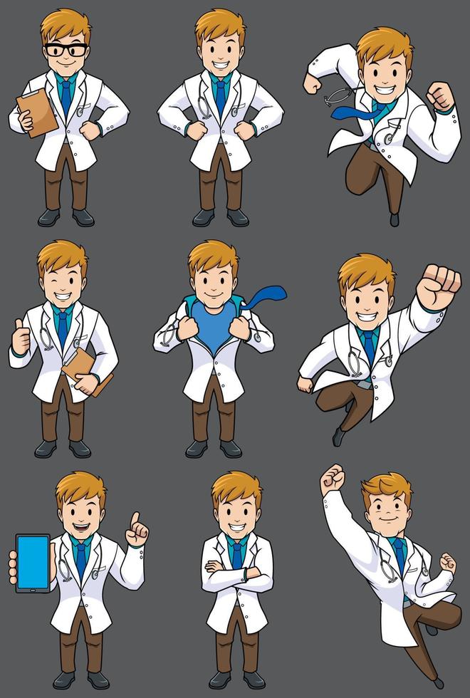 Doctor Caucasian Set vector