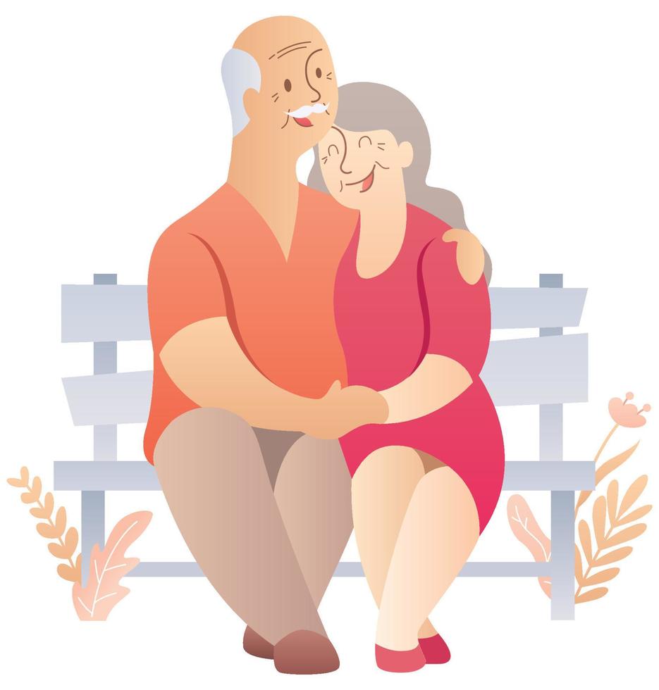 Old Couple on White vector