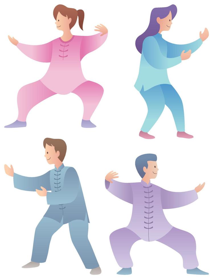 conjunto de caracteres qigong vector