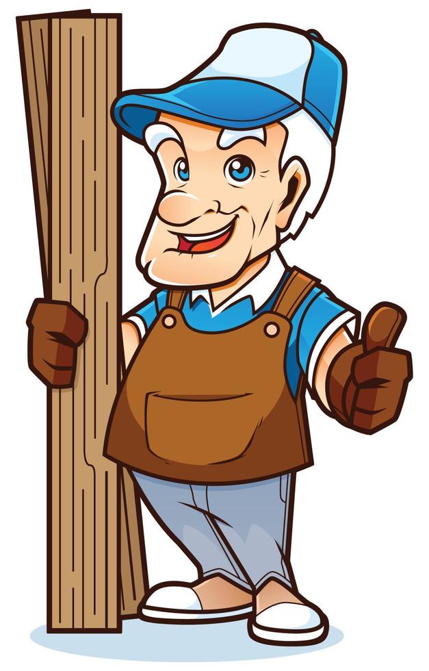 Old Handyman Mascot vector