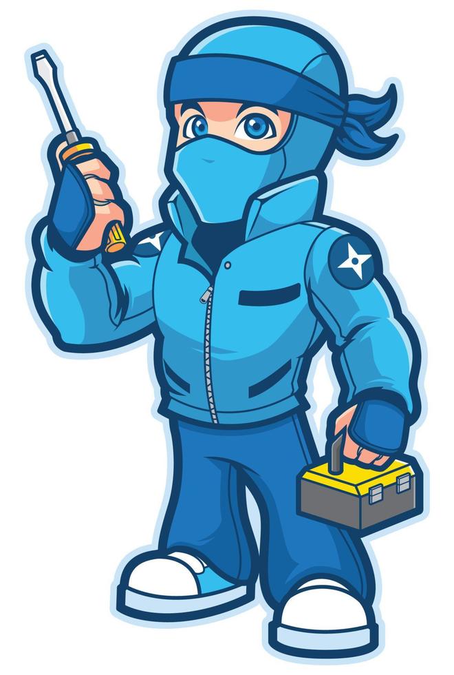 Ninja Repairman Mascot vector