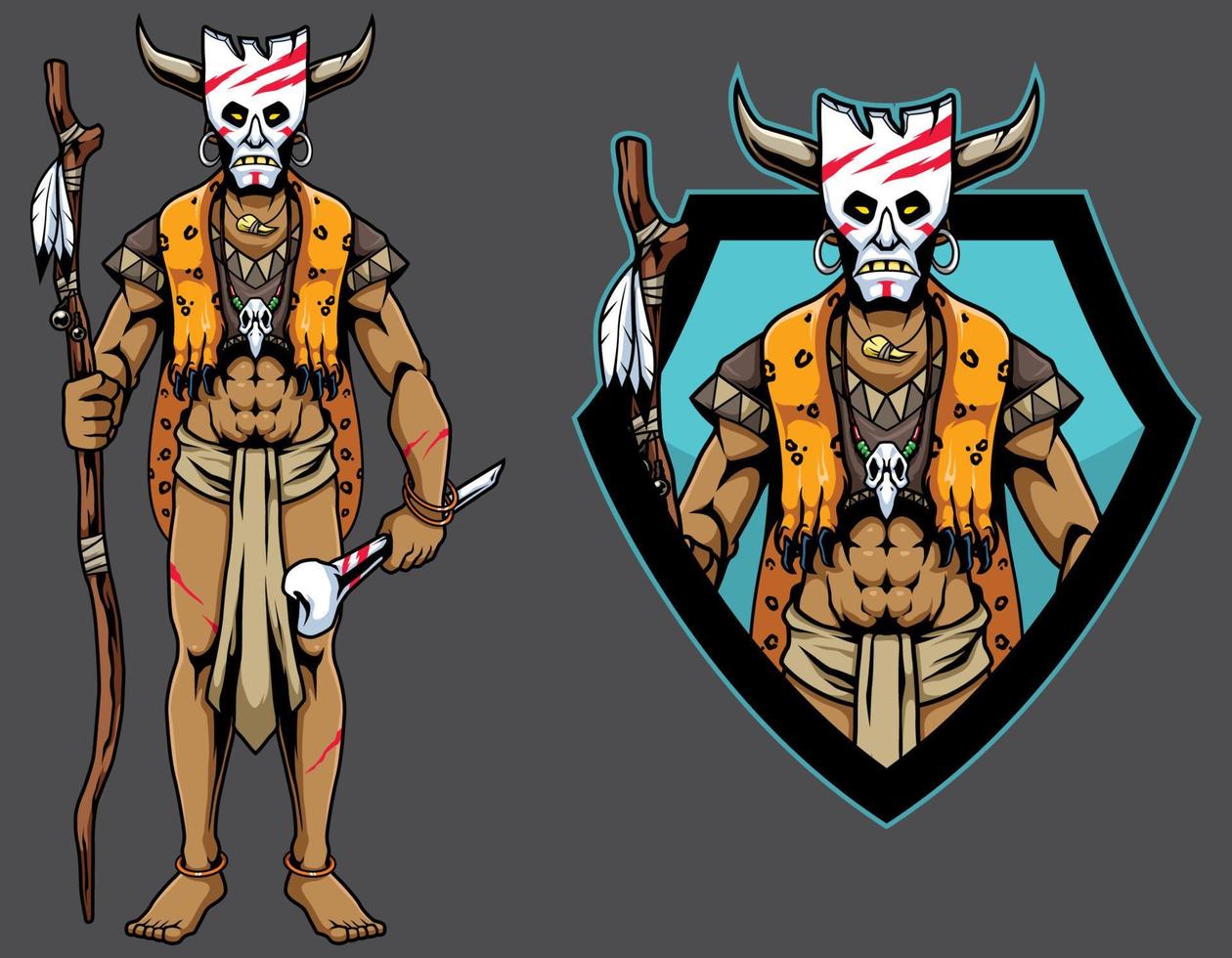 Shaman Tribal Mascot vector