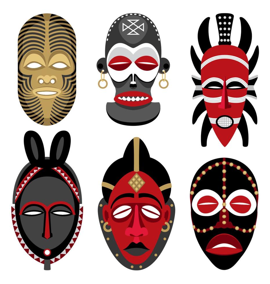 African Masks Set 14848165 Vector Art at Vecteezy