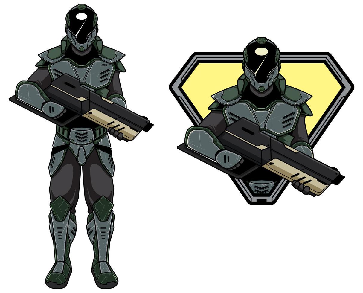 Futuristic Soldier Mascot vector