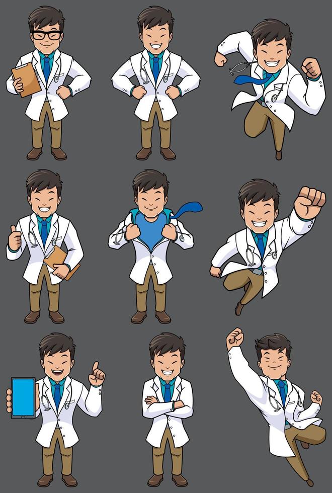 Doctor Asian Set vector