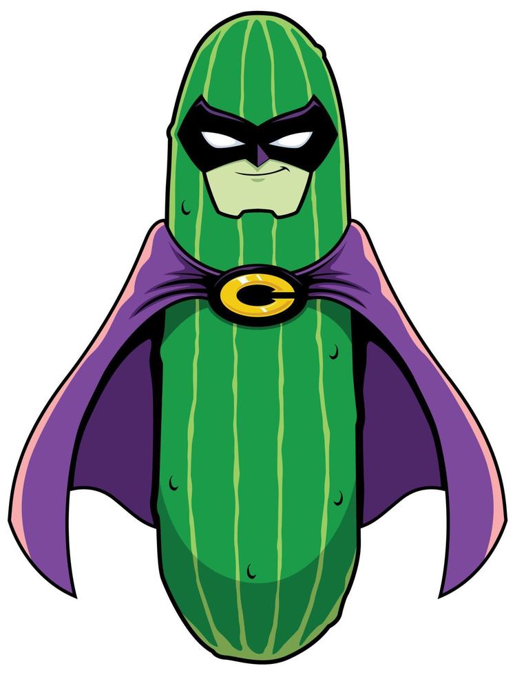 Cucumber Superhero Mascot vector
