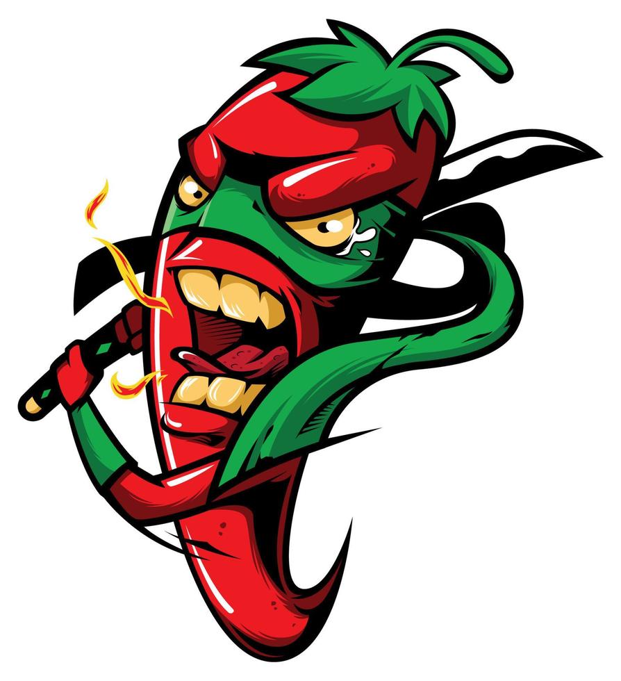 ninja picante de chile rojo vector