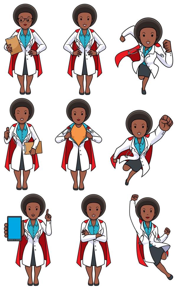 super doc conjunto femenino africano vector