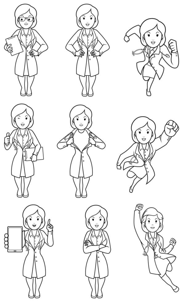Doctor Female Line Art vector