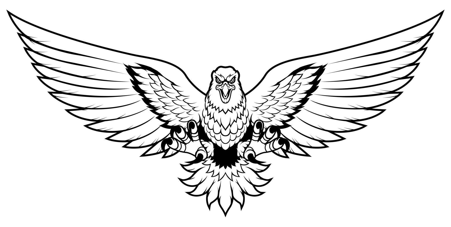 Eagle Attack Mascot Line Art vector
