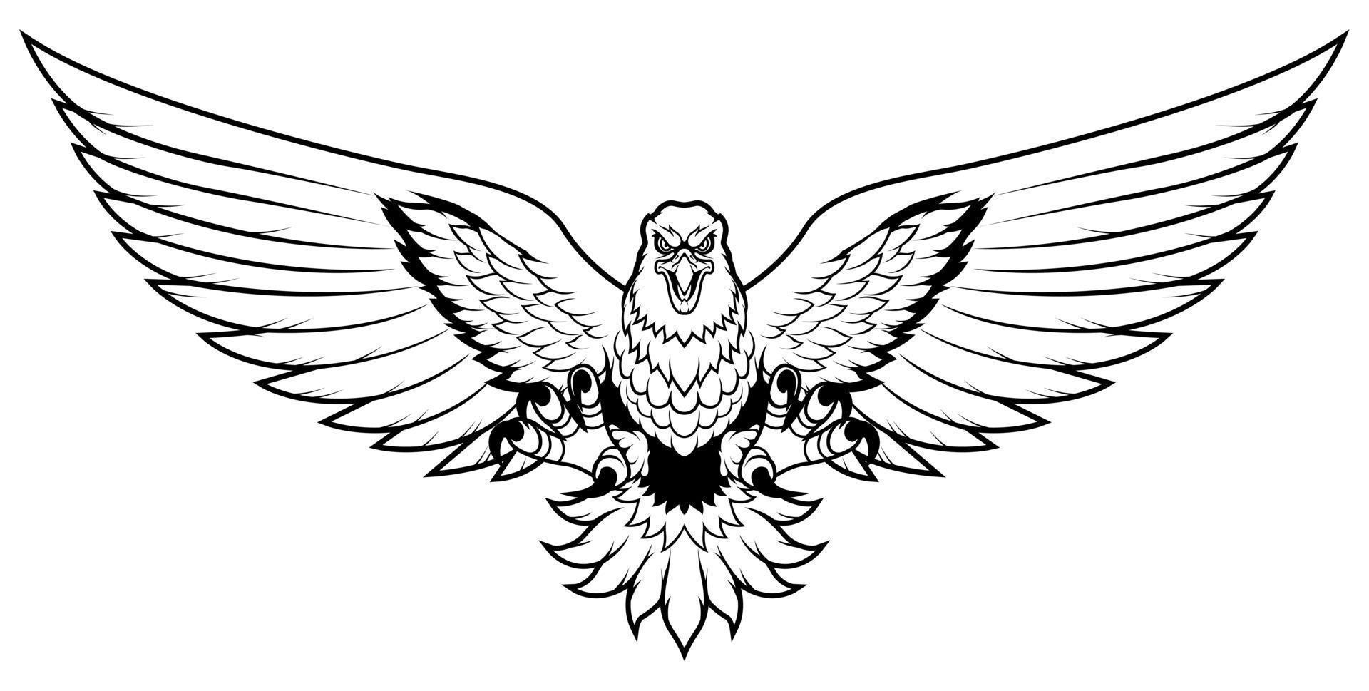 Eagle Attack Mascot Line Art vector