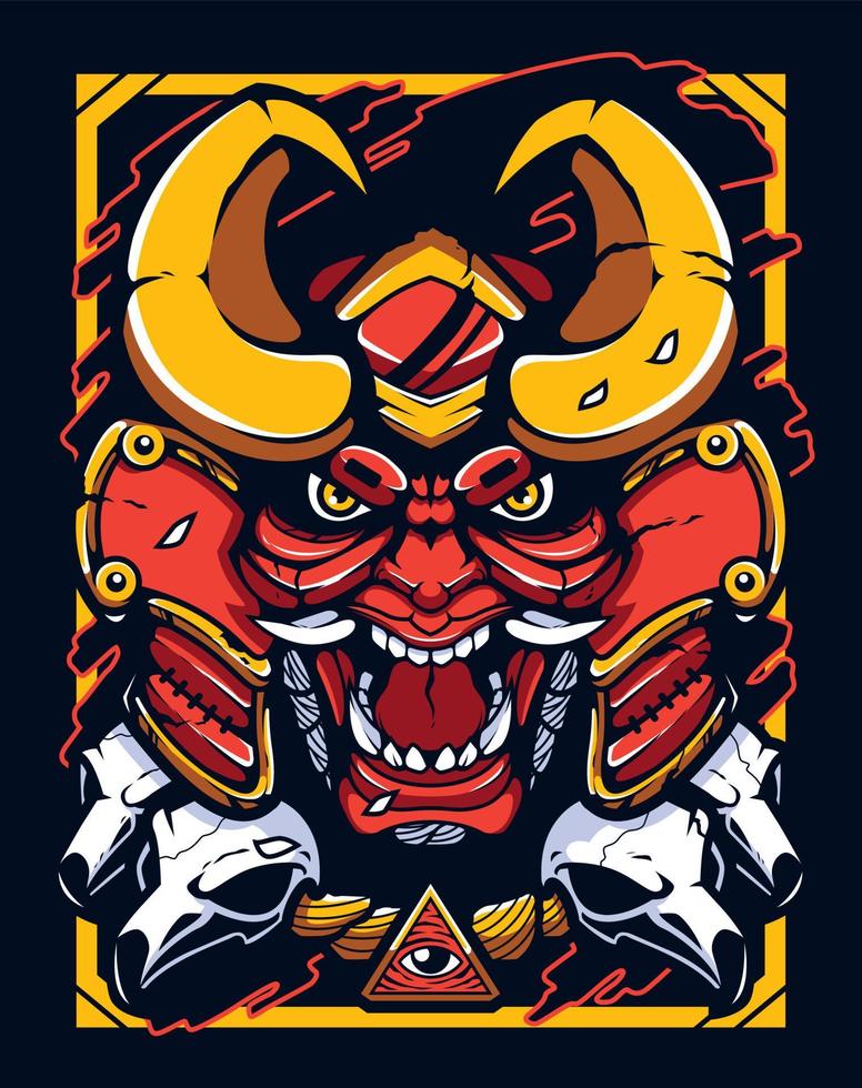 Samurai Demon Warrior Mascot vector