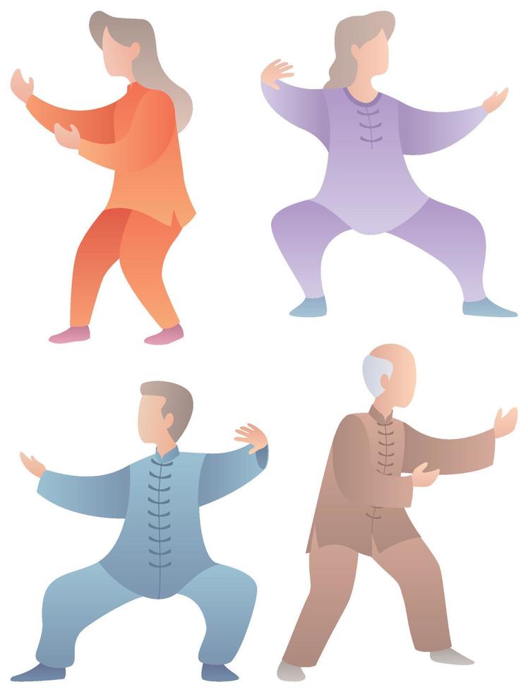 conjunto de personajes senior de qigong vector