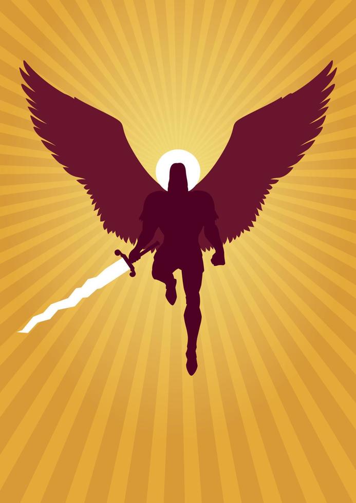 Archangel Michael Flying Silhouette vector