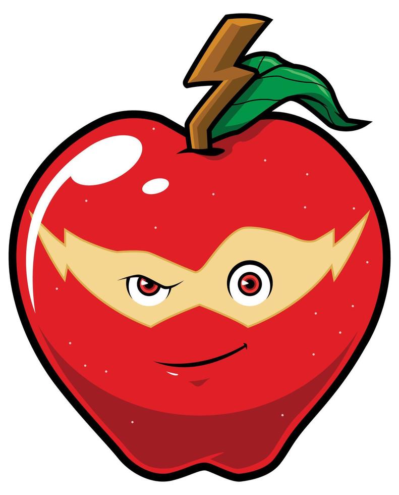 mascota de superhéroe de manzana vector