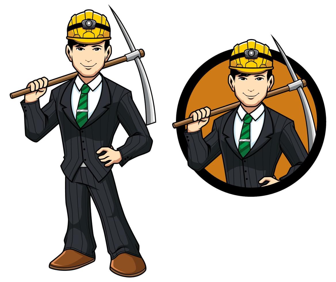 Miner Businessman Mascot vector
