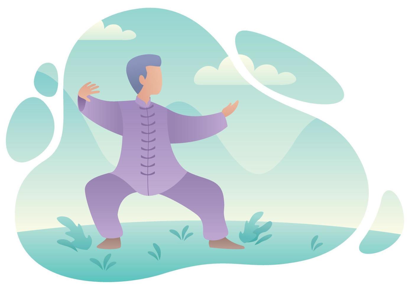 Qigong Practicing Woman vector