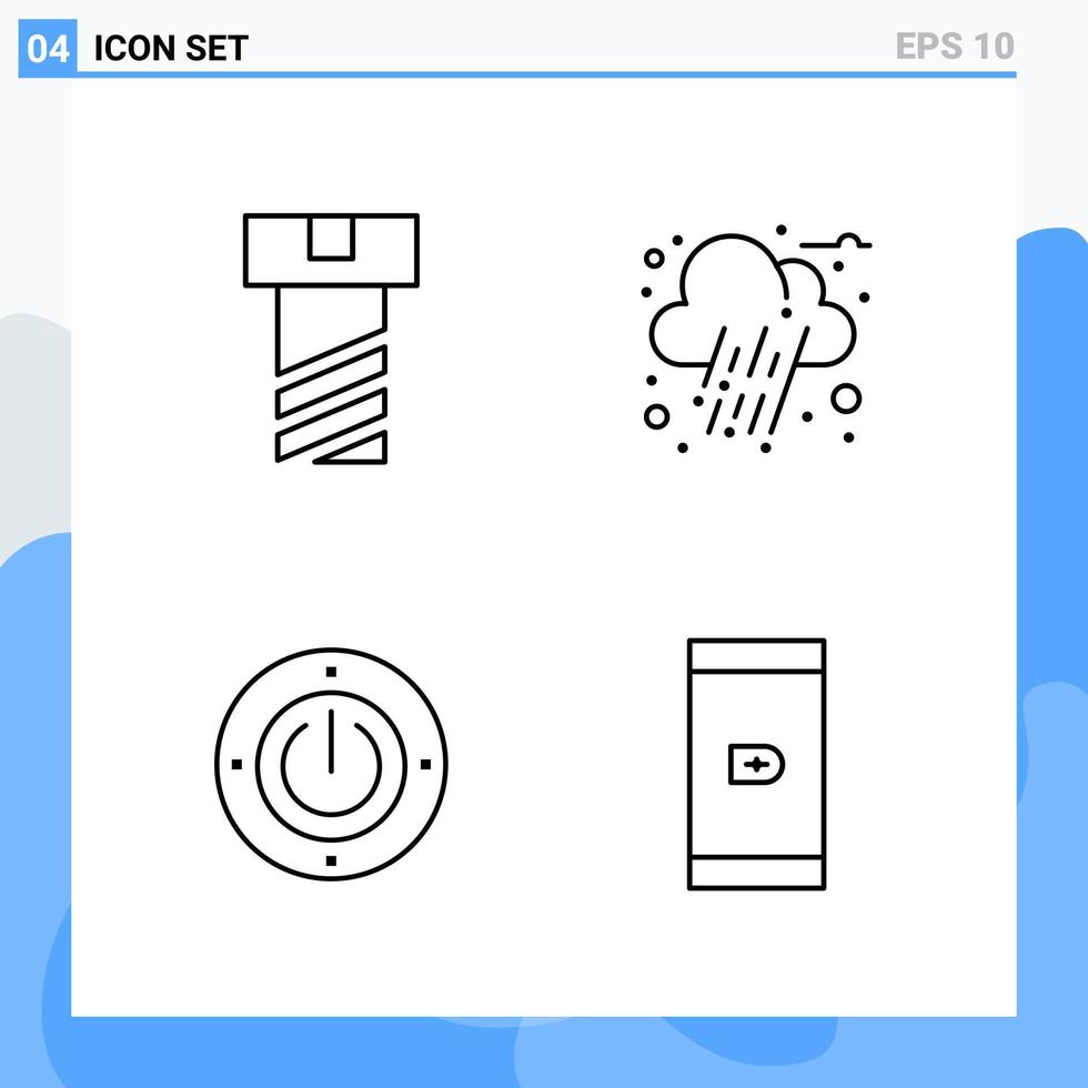 iconos de estilo moderno de 4 líneas. símbolos de contorno para uso general. signo de icono de línea creativa aislado sobre fondo blanco. Paquete de 4 iconos. vector