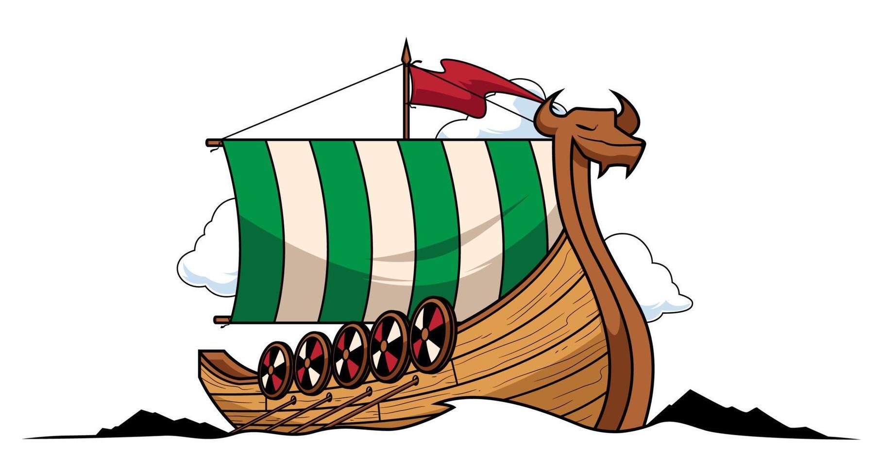 mascota de barco vikingo vector