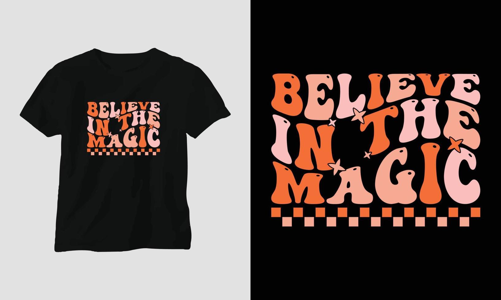 believe in the magic Christmas Retro Groovy tshirt and apparel