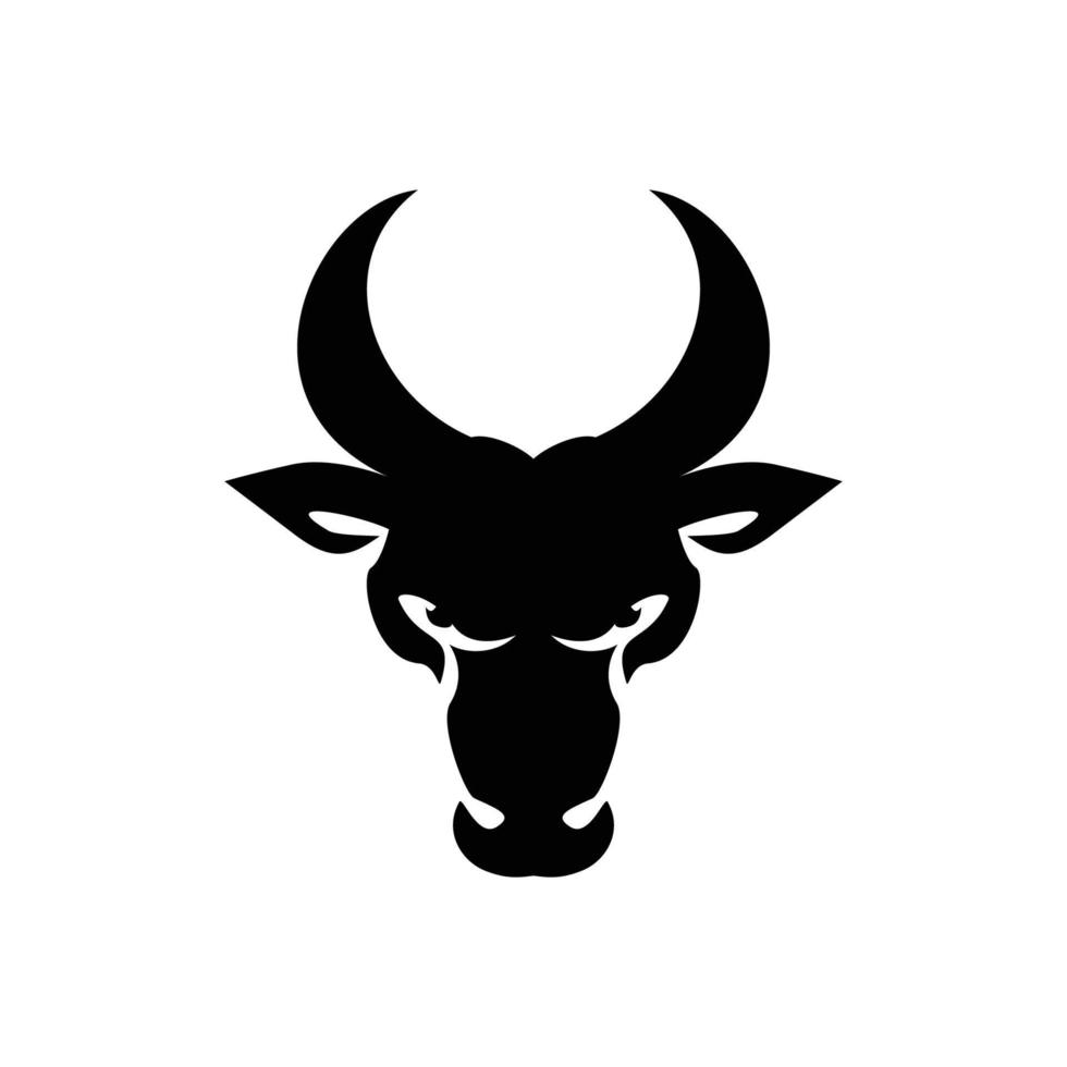 plantilla de logotipo de silueta de cabeza de toro simple. animal salvaje con icono de cuerno, signo y símbolo. vector