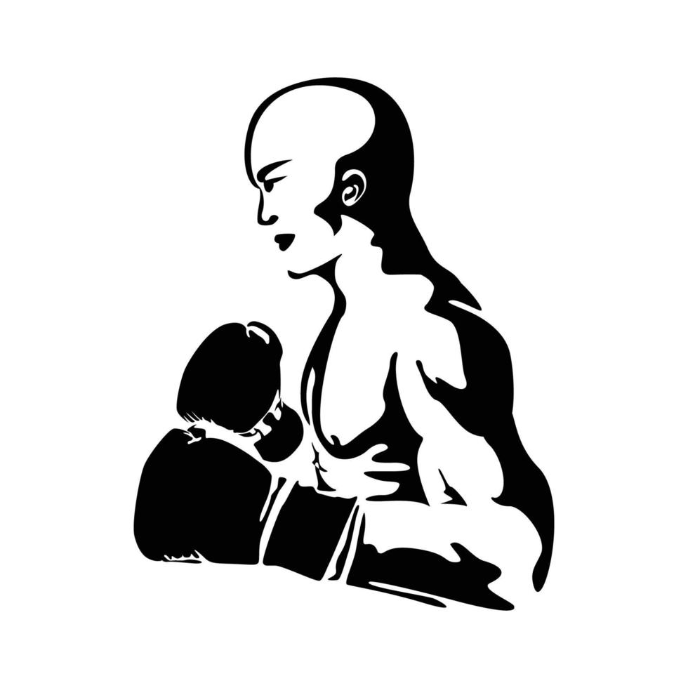 diseño de silueta de boxeador. hombre atleta con icono de guante, signo y símbolo. vector