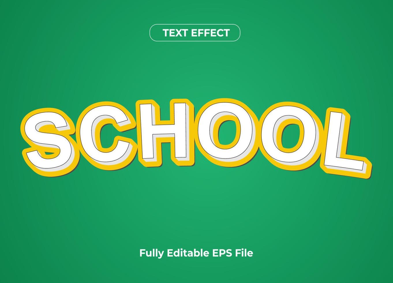 3D School Text Effect Design vector