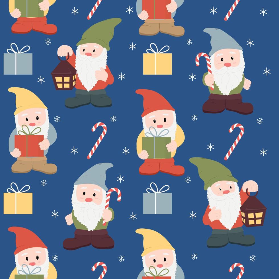 Seamless pattern with gnomes vector