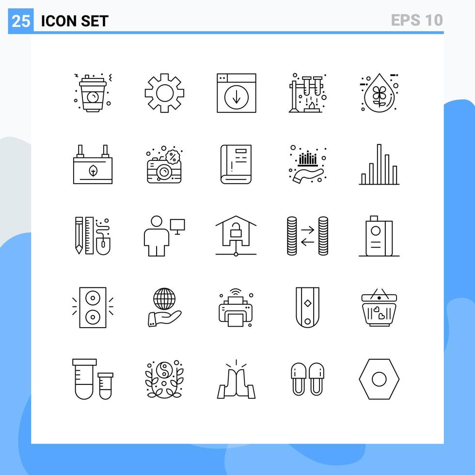 Group of 25 Lines Signs and Symbols for drop space web science application Editable Vector Design Elements