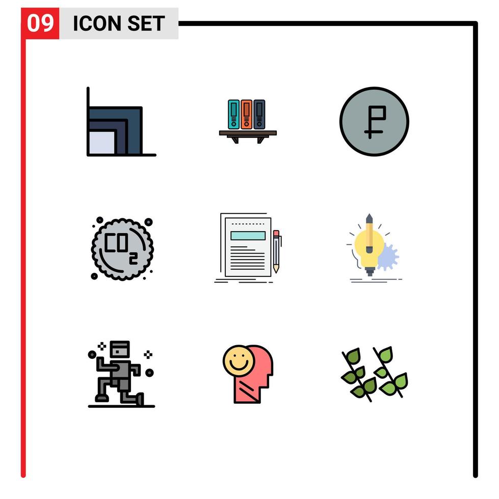 9 Universal Filledline Flat Colors Set for Web and Mobile Applications gas ruble documents finance coin Editable Vector Design Elements
