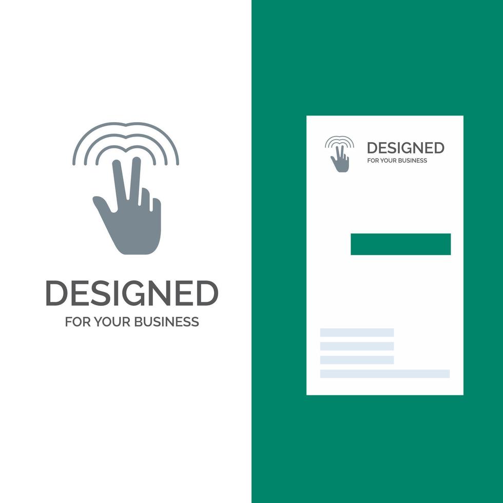 Double Gestures Hand Tab Grey Logo Design and Business Card Template vector