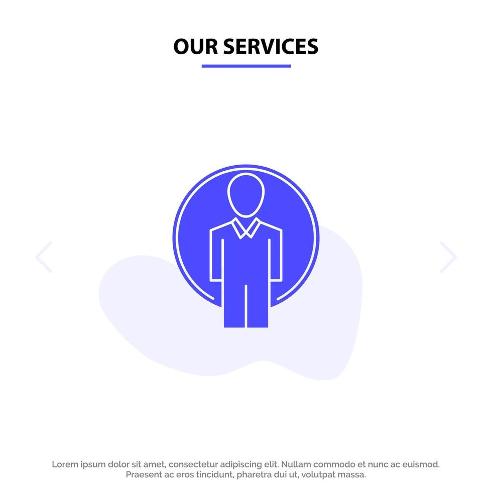 Our Services User Id Login Image Solid Glyph Icon Web card Template vector