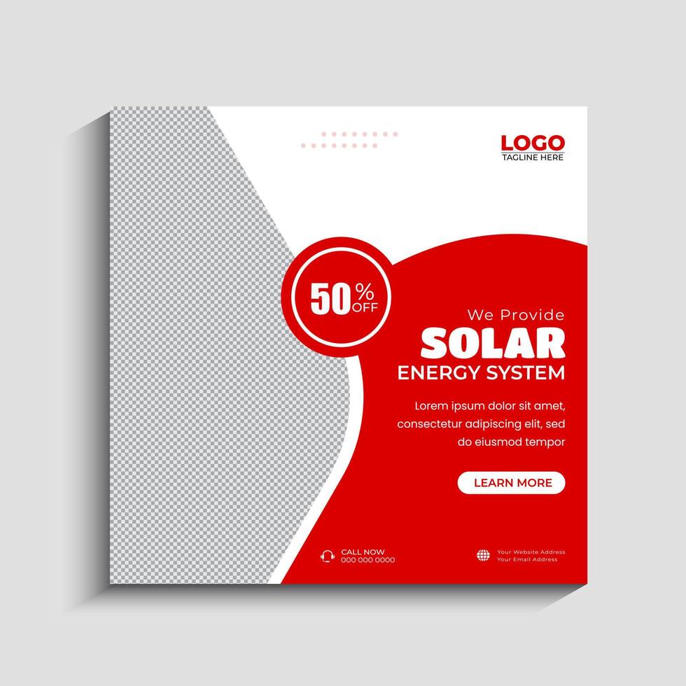 Solar energy social media post template vector