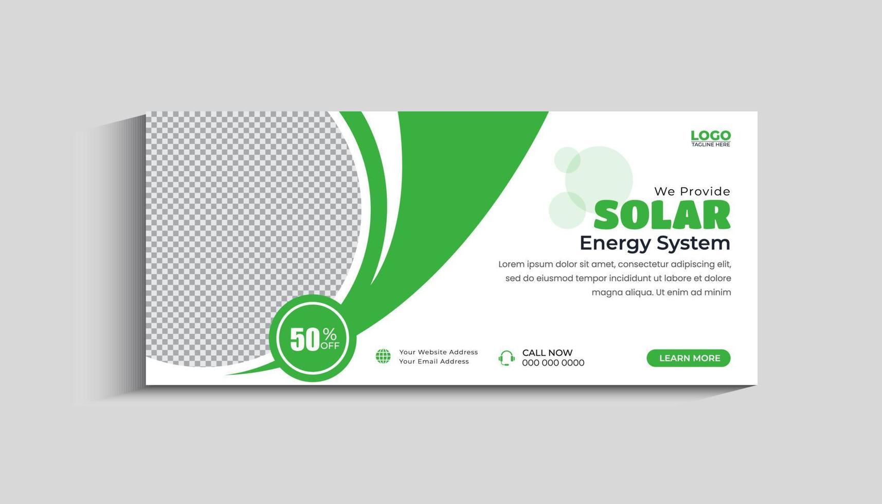 Solar energy social media cover banner template vector