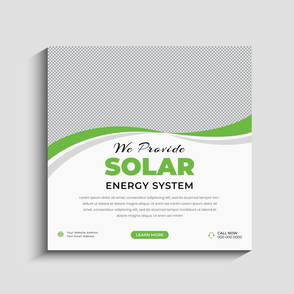 Solar energy social media post template vector