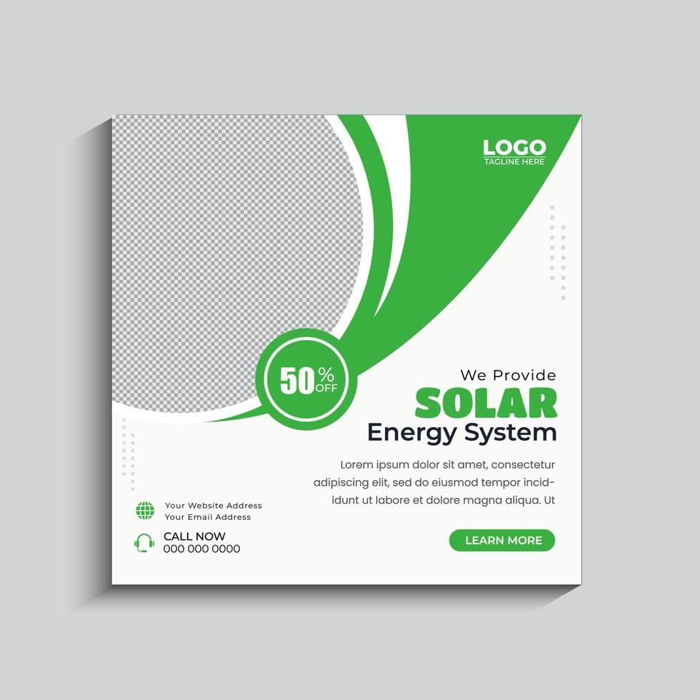 Solar energy social media post template vector