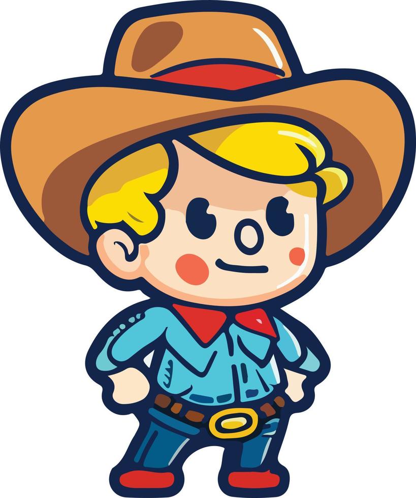 lindo, vaquero, ilustración, vector