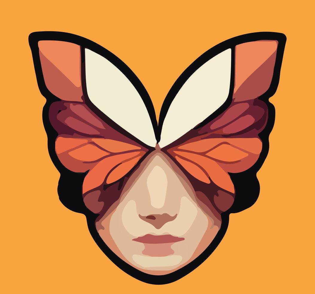 Illustration of a girl with a butterfly on his forehead vector