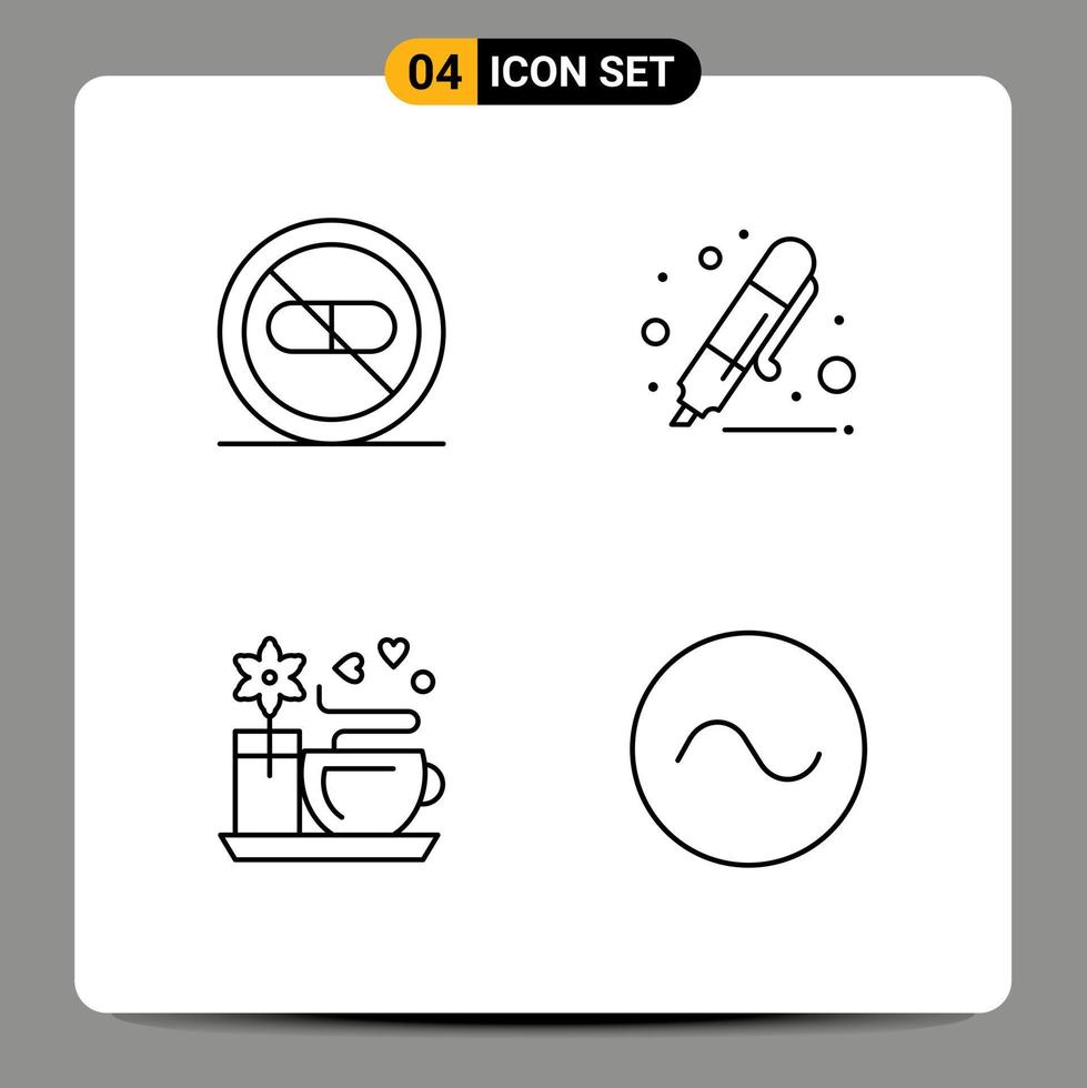 4 Thematic Vector Filledline Flat Colors and Editable Symbols of care marker hospital drawing coffee Editable Vector Design Elements
